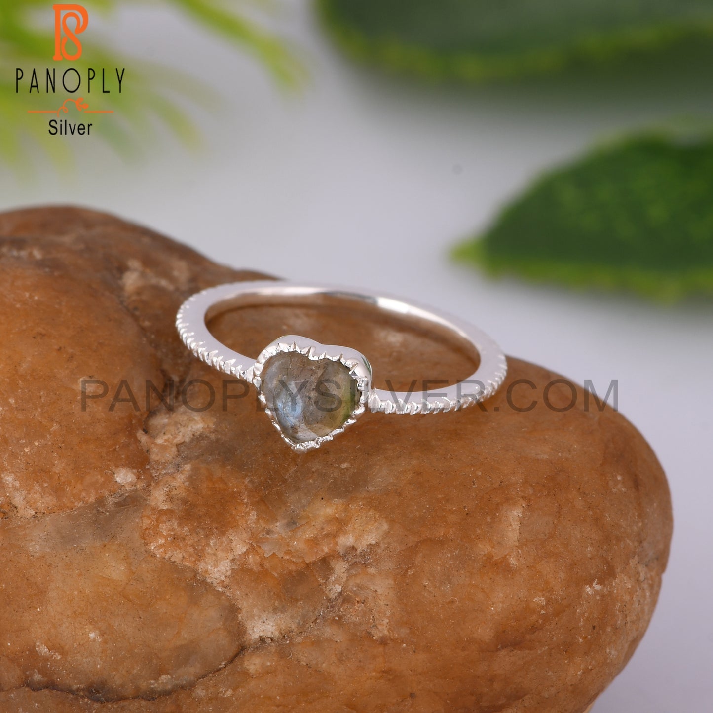 Labradorite Heart Shape 925 Sterling Silver Love Ring
