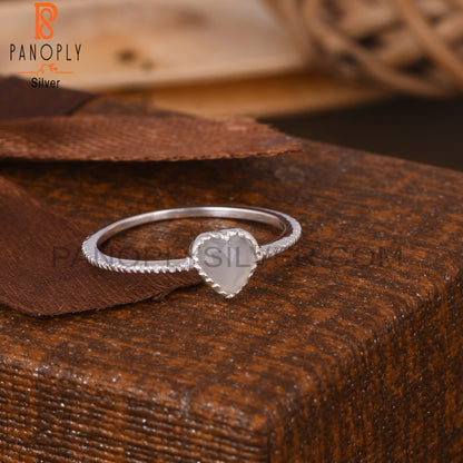 Grey Moonstone Heart Shape 925 Sterling Silver Ring