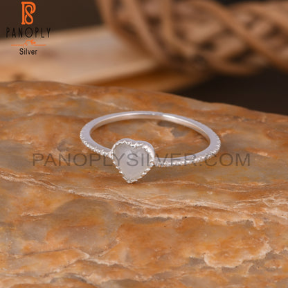 Grey Moonstone Heart Shape 925 Sterling Silver Ring