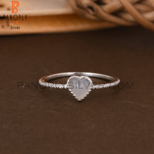 Grey Moonstone Heart Shape 925 Sterling Silver Ring