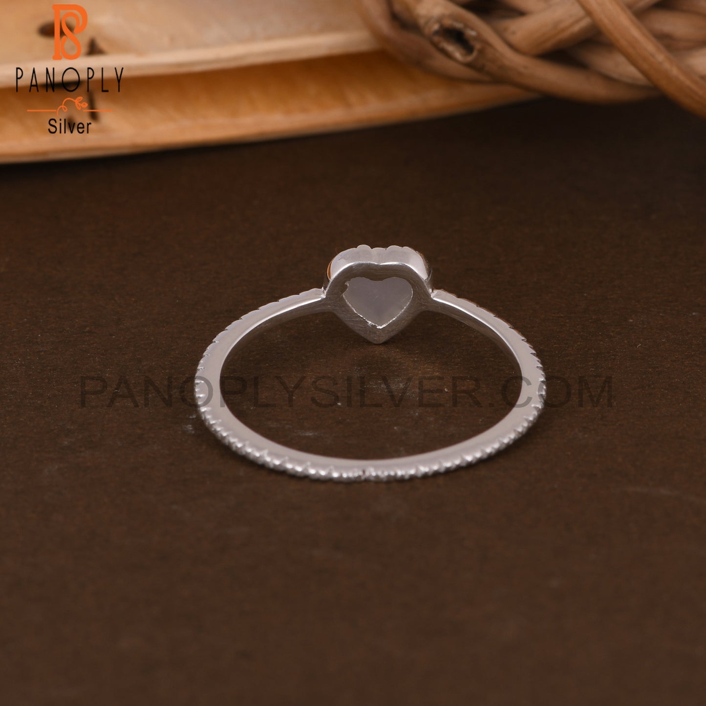 Grey Moonstone Heart Shape 925 Sterling Silver Ring