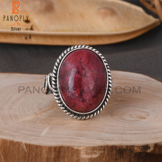 Pink Thulite Oval 925 Sterling Silver Ring