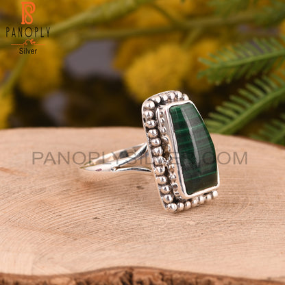 Malachite 925 Sterling Silver Anniversary Ring