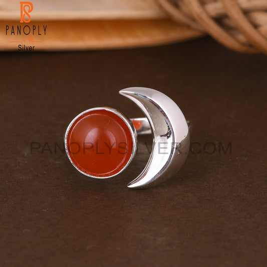 Carnelian Round 925 Sterling Silver Ring