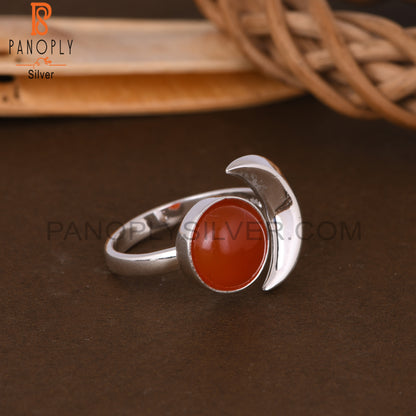 Carnelian Round 925 Sterling Silver Ring