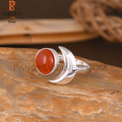Carnelian Round 925 Sterling Silver Ring