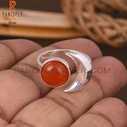 Carnelian Round 925 Sterling Silver Ring