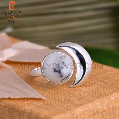 Dendrite Round Shape 925 Sterling Silver Ring