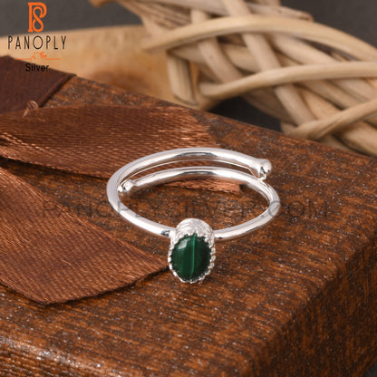Malachite Oval Shape 925 Sterling Silver Green Ring