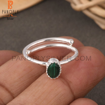 Malachite Oval Shape 925 Sterling Silver Green Ring