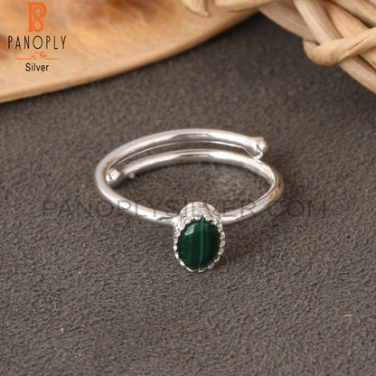 Malachite Oval Shape 925 Sterling Silver Green Ring
