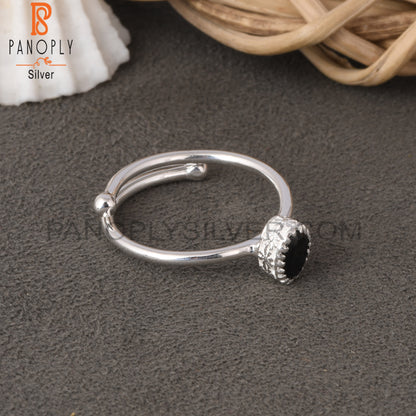 Black Spinal Oval Shape 925 Sterling Silver Ring