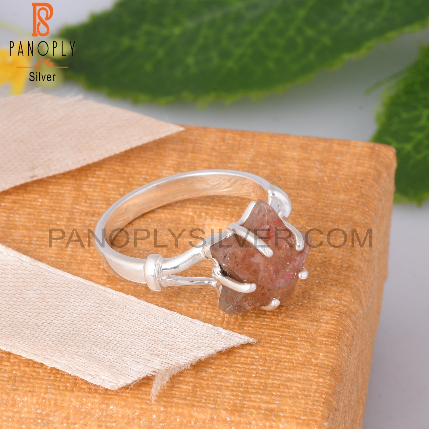 Sunstone Star Shape 925 Sterling Silver Prong Set Ring