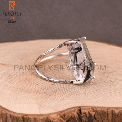 Coffin 925 Sterling Silver Black Rutile Attractive Ring