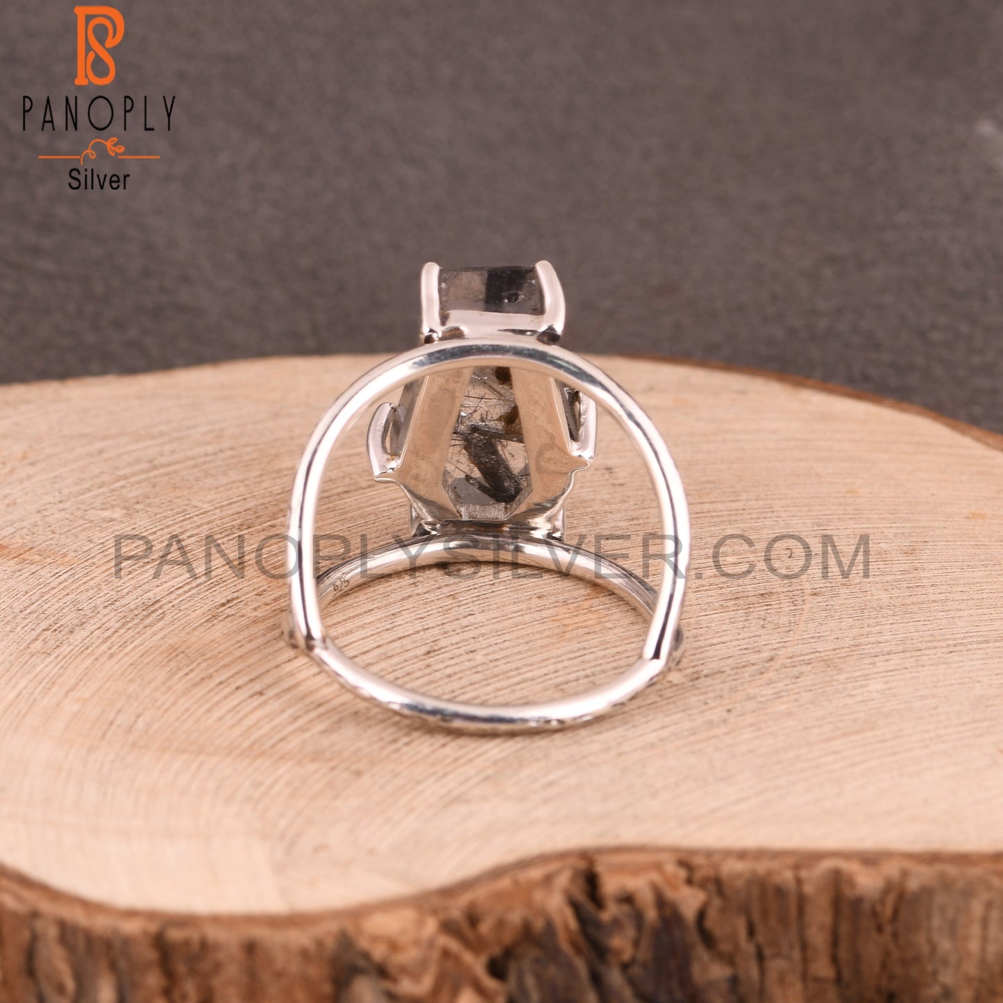 Coffin 925 Sterling Silver Black Rutile Attractive Ring