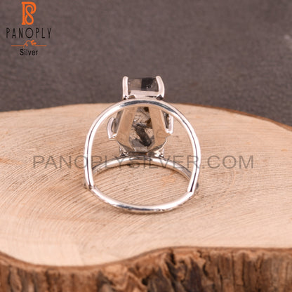 Coffin 925 Sterling Silver Black Rutile Attractive Ring