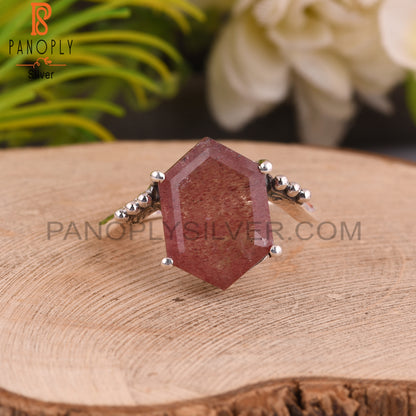 Strawberry Quartz 925 Silver Ring For Engagement