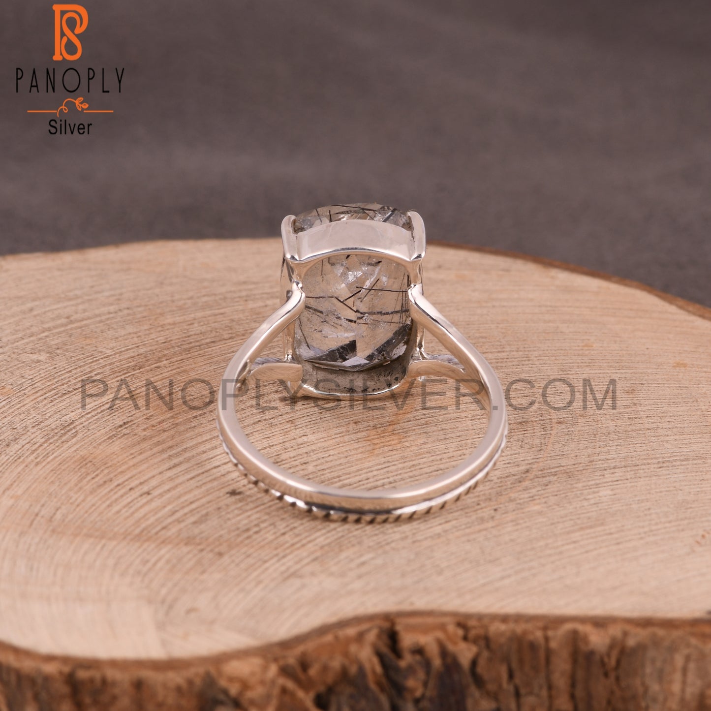 Black Rutile 925 Sterling Silver Prong Set Ring
