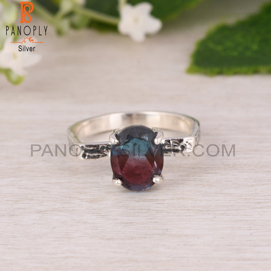 Bio Alexandrite Doublet Quartz 925 Silver Prong Set Ring