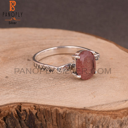 Strawberry Quartz Sterling Silver Ring