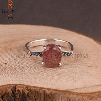 Strawberry Quartz Sterling Silver Ring