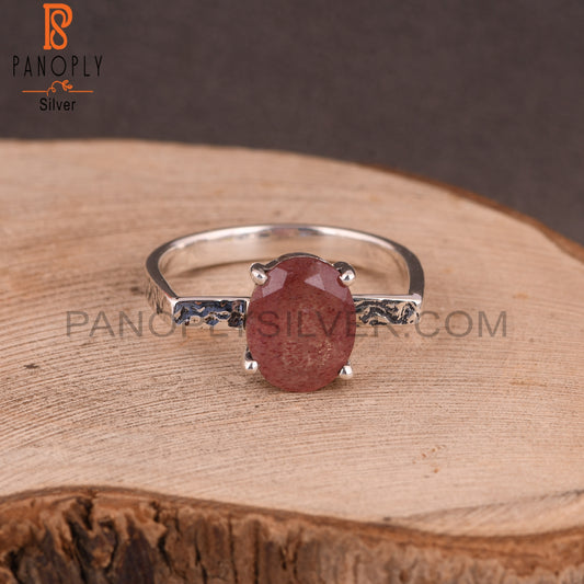 Strawberry Quartz Sterling Silver Ring