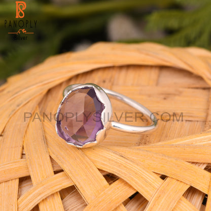 925 Sterling Silver Aesthetic Amethyst Ring