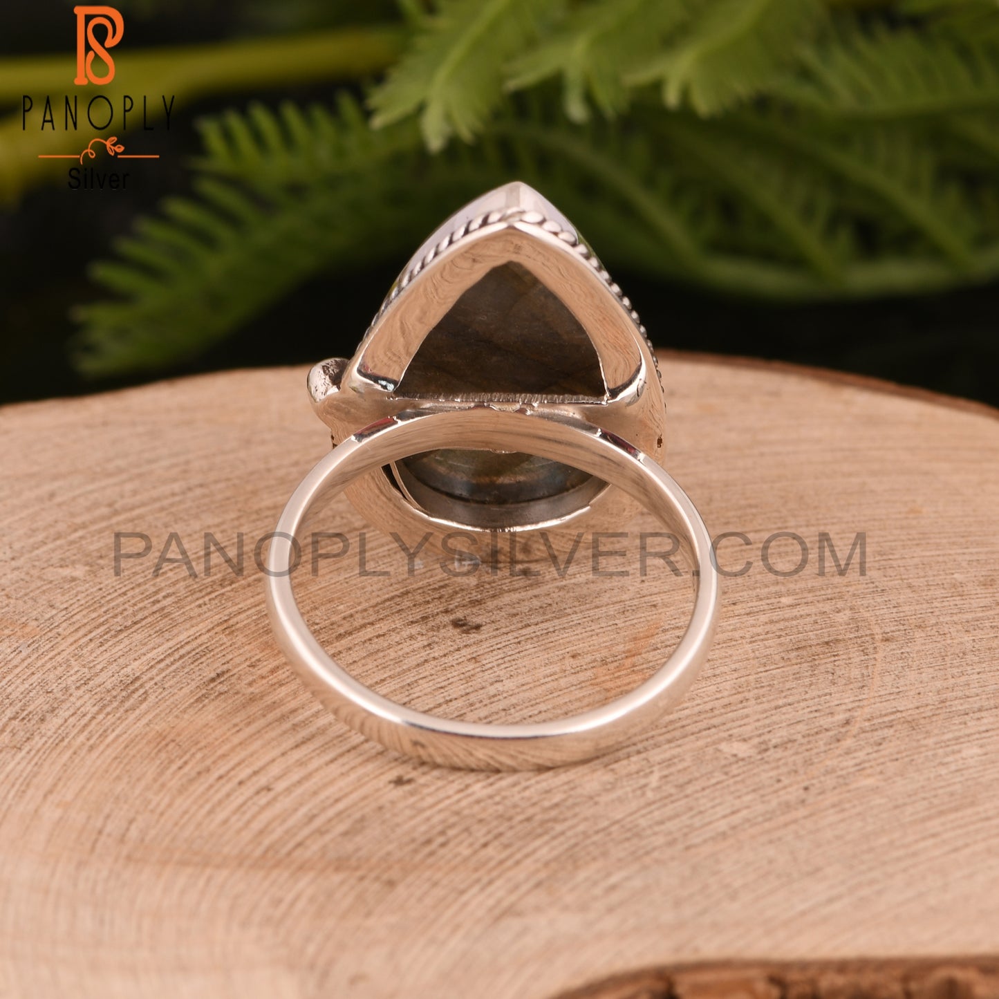 Cabochon Labradorite Pear 925 Silver Ring