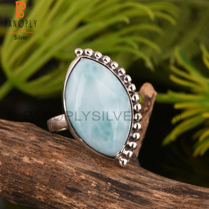 Larimar Marquise 925 Sterling Silver Wedding Ring