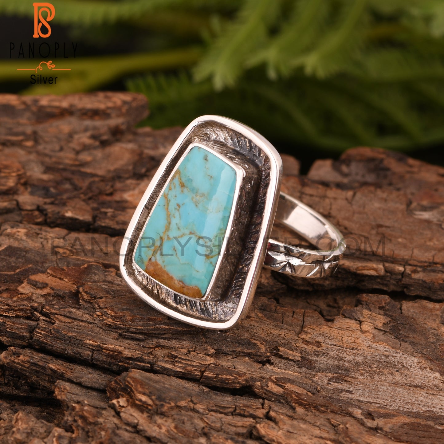 Kingman Turquoise Taper Shape 925 Silver Ring