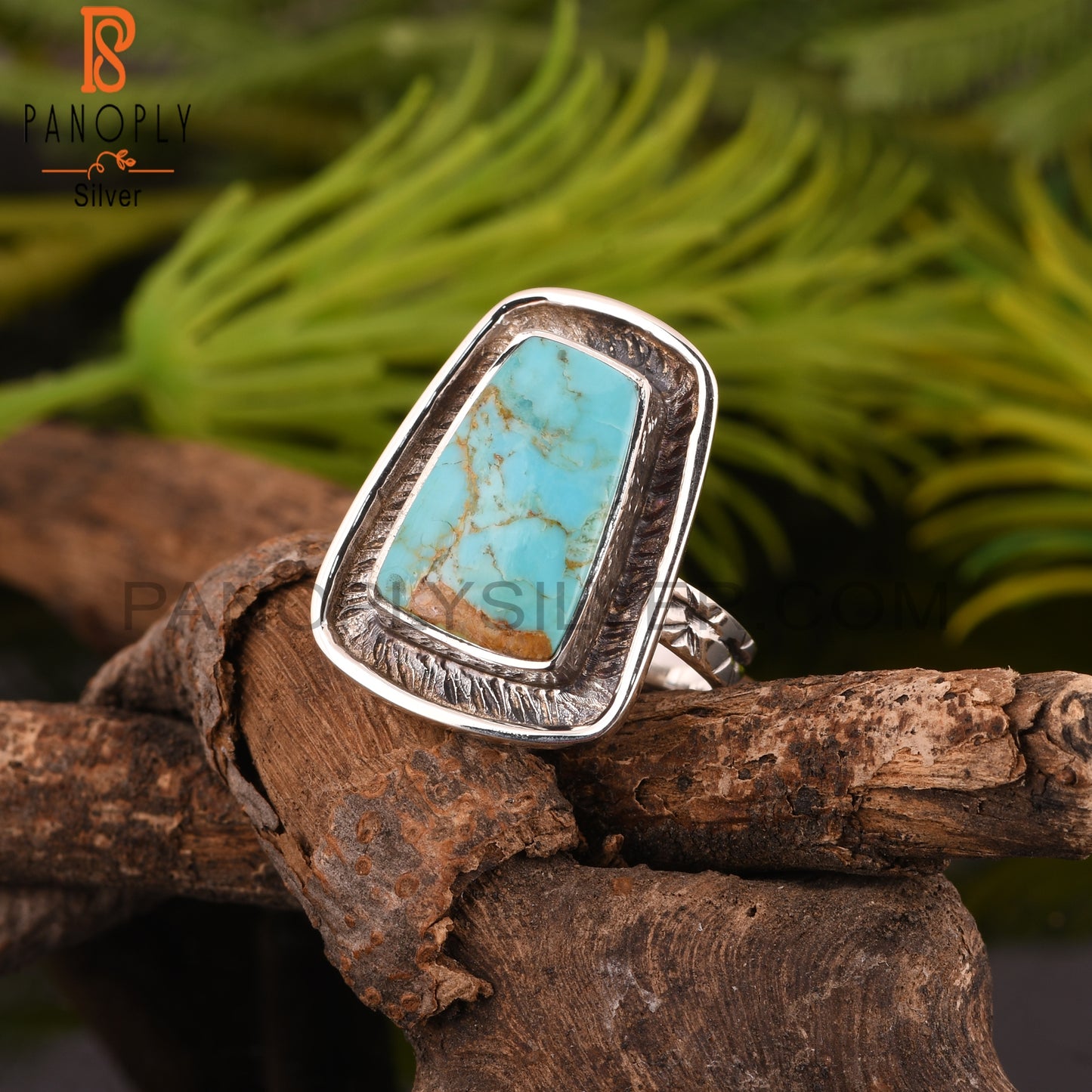 Kingman Turquoise Taper Shape 925 Silver Ring
