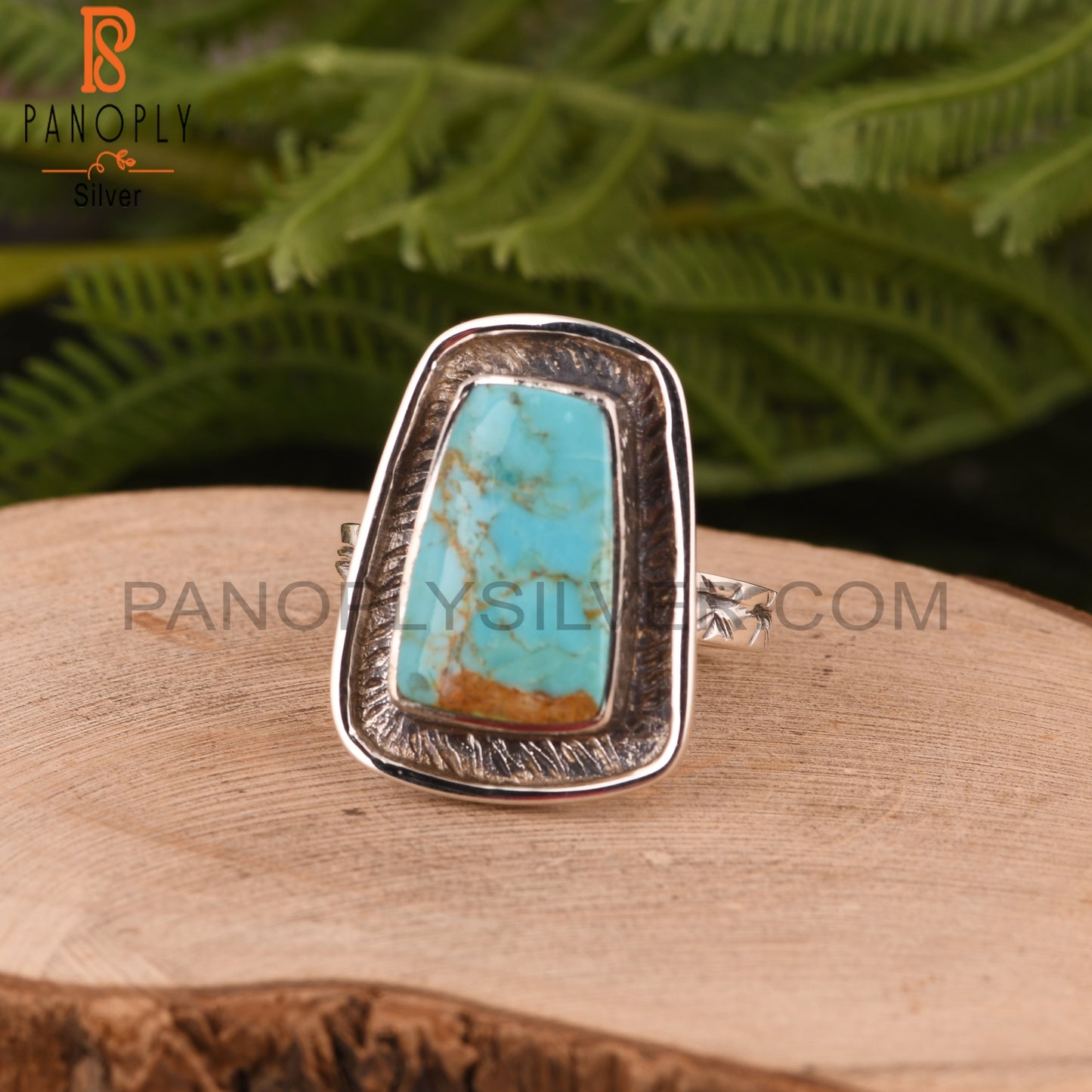 Kingman Turquoise Taper Shape 925 Silver Ring