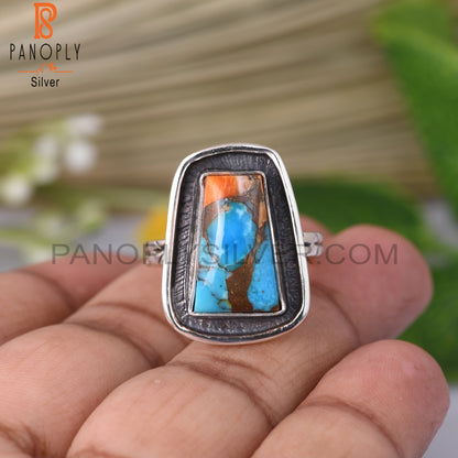 Mojave Copper Oyster Turquoise Taper 925 Sterling Silver Ring