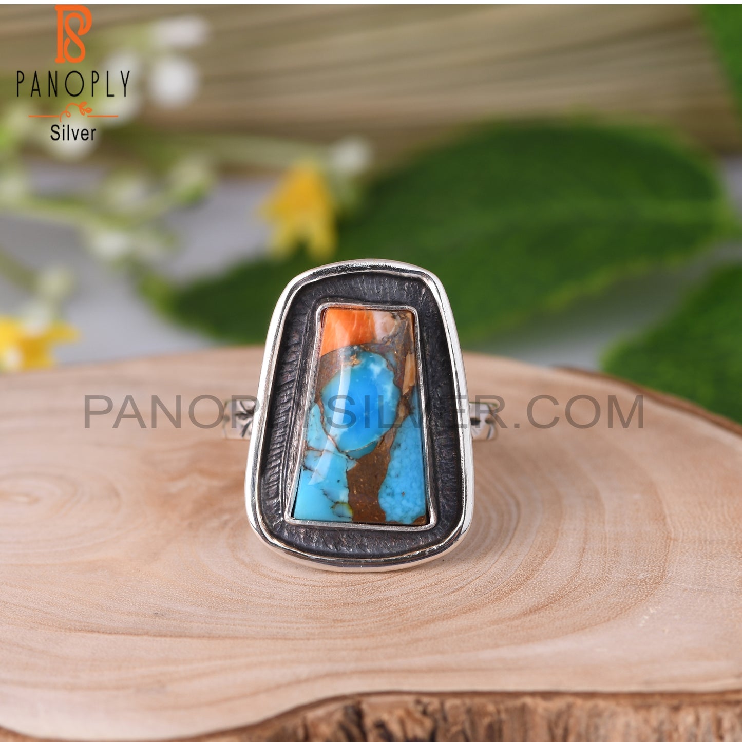 Mojave Copper Oyster Turquoise Taper 925 Sterling Silver Ring