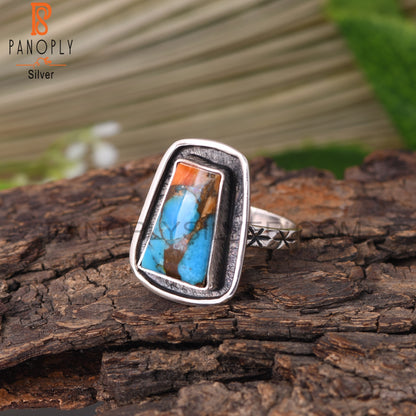 Mojave Copper Oyster Turquoise Taper 925 Sterling Silver Ring