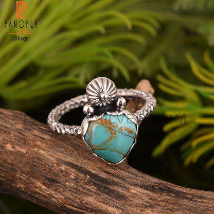 Kingman Turquoise Heart Shape 925 Sterling Silver Ring