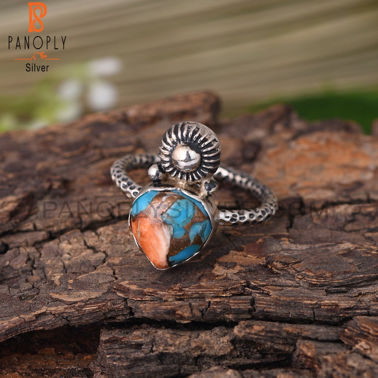 925 Sterling Silver Mojave Copper Oyster Turquoise Ring