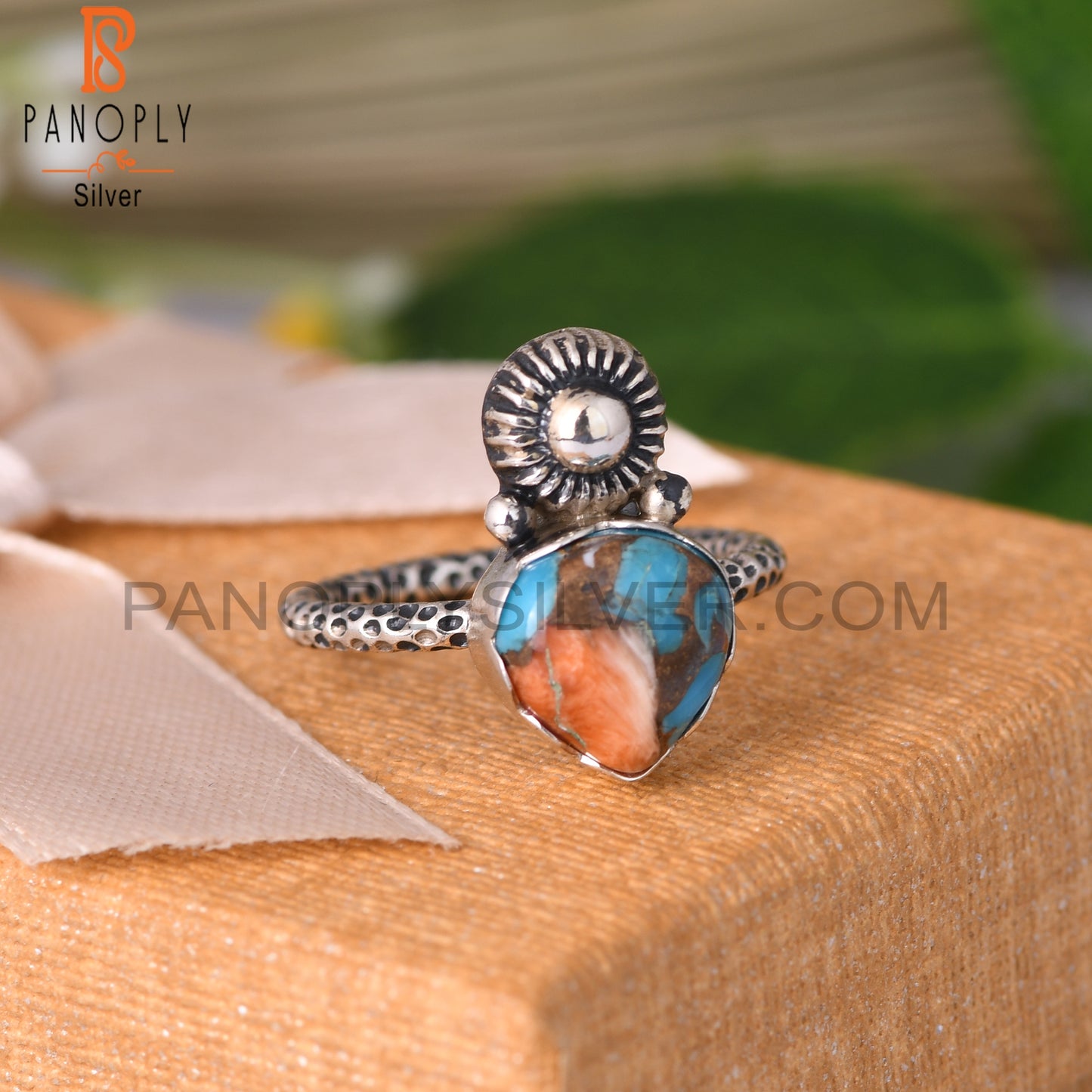 925 Sterling Silver Mojave Copper Oyster Turquoise Ring