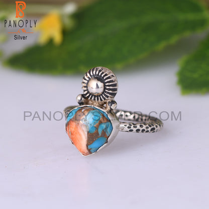 925 Sterling Silver Mojave Copper Oyster Turquoise Ring