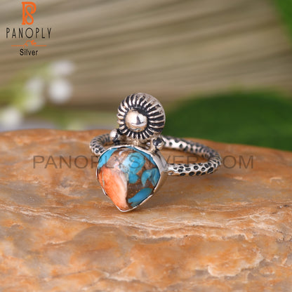 925 Sterling Silver Mojave Copper Oyster Turquoise Ring