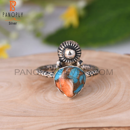 925 Sterling Silver Mojave Copper Oyster Turquoise Ring