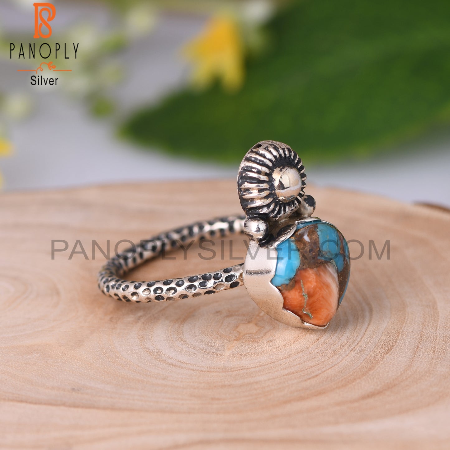 925 Sterling Silver Mojave Copper Oyster Turquoise Ring