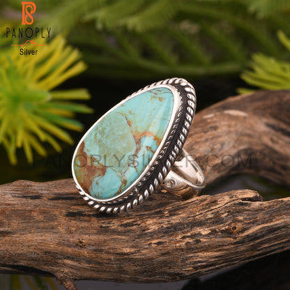 Unique Kingman Turquoise 925 Sterling Silver Ring