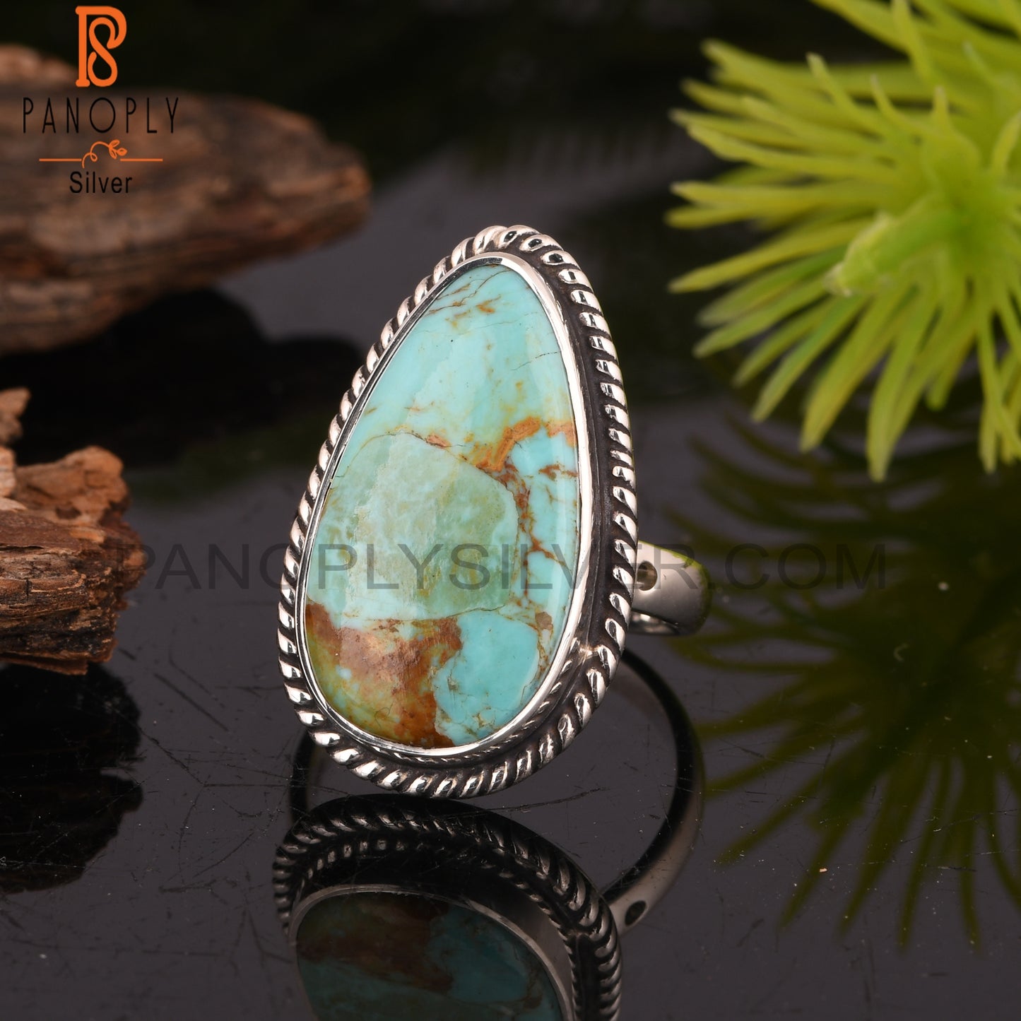 Unique Kingman Turquoise 925 Sterling Silver Ring