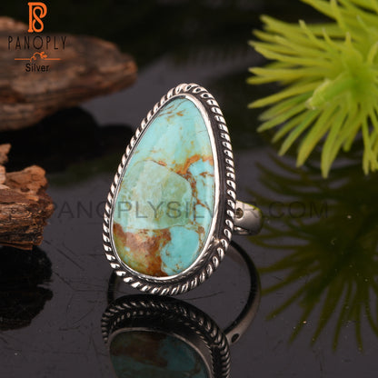 Unique Kingman Turquoise 925 Sterling Silver Ring
