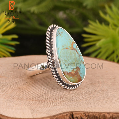Unique Kingman Turquoise 925 Sterling Silver Ring