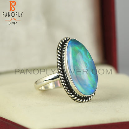 Aurora Opal Sky Oval 925 Sterling Silver Ring