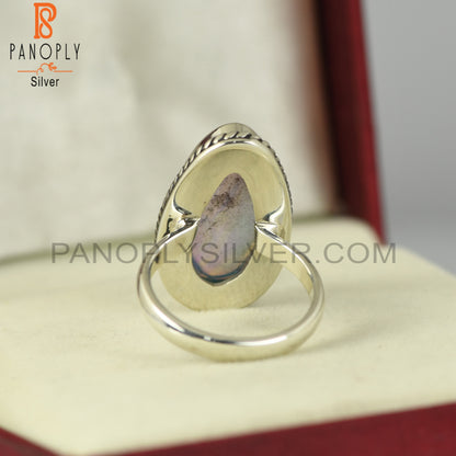 Aurora Opal Sky Oval 925 Sterling Silver Ring
