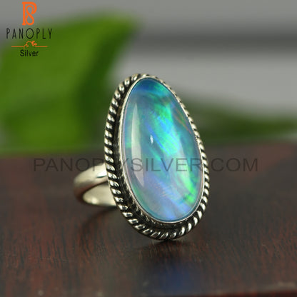 Aurora Opal Sky Oval 925 Sterling Silver Ring