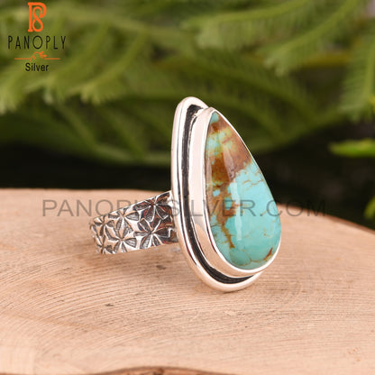 Kingman Turquoise Pear 925 Silver Ring